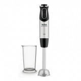 Blender de mana Tefal Handblender QuickChef HB658838, putere 1000 W, 20 viteze, functie turbo si pulse, pahar 800 ml, argintiu/negru