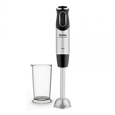 Blender de mana Tefal Handblender QuickChef HB658838, putere 1000 W, 20 viteze, functie turbo si pulse, pahar 800 ml, argintiu/negru foto