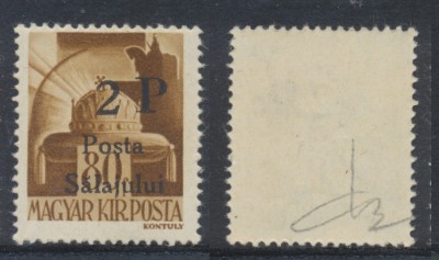 1945 Posta Salajului timbru local neuzat 2P/80f autentic MNH tiraj 558 exemplare foto