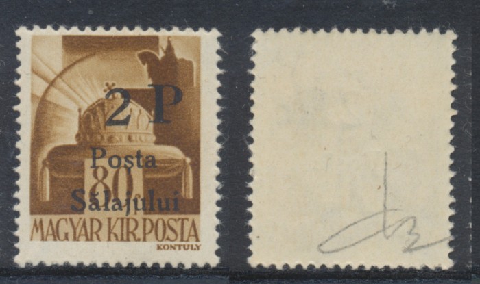 1945 Posta Salajului timbru local neuzat 2P/80f autentic MNH tiraj 558 exemplare