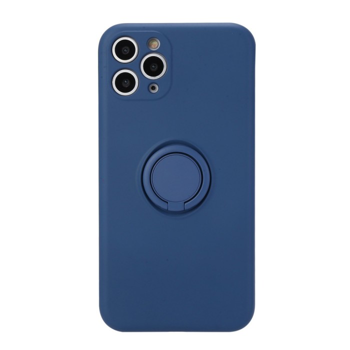 Husa protectie flippy compatibila cu huawei p40 lite e liquid silicone ring cu suport rotativ albastru