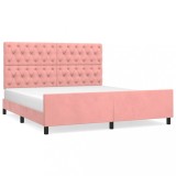 Cumpara ieftin Cadru de pat cu tablie, roz, 160x200 cm, catifea