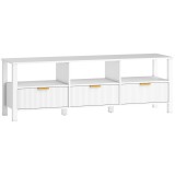 HOMCOM Comodă TV 152 cm, mobilier TV pentru televizor 165,1 cm cu 3 sertare și 3 rafturi deschise, 152x39,5x50cm, alb | Aosom Romania