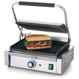 Grill Contact Profesional, Panini, Toaster, Sandwich Maker, Plite Fonta, Inox, 220V, 2.2kW, 34x23cm