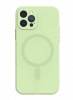 Husa iPhone 14 din silicon cu MagSafe, silk touch, interior din catifea cu decupaje pentru camere, Menta, Oem