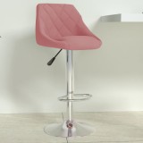 Scaun Bar Roz Catifea vidaXL, Pivotant 360&deg;, Inaltime Reglabila, Suport Picioare, Otel Cromat, 46x44x(82-103) cm