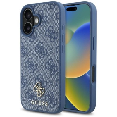 Husa pentru iPhone 16 - Guess 4G Small and Classic Logo MagSafe (GUHMP16SP4SM4MB) - Blue foto