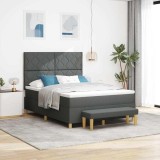 Cumpara ieftin Pat cu arcuri cu headboard Gri inchis 200 x 140 cm tesatura