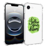 Husa antisoc pentru iphone 16e, airbag pro, clear, follow your dreams