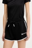 Karl Lagerfeld Jeans pantaloni scurți din bumbac femei, culoarea negru, uni, high waist, A2W10095