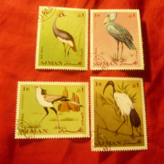 Serie mica Ajman 1969 - Fauna - Pasari , 4 valori stampilate