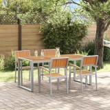 VidaXL Set de masă pentru grădină 5 pcs Gri și maro 180 x 90 x 75 cm