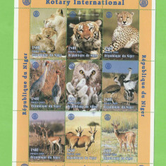 226-NIGER 1998-Animale-Colita cu 9 timbre nestampilate MNH ROTARY INTERNATIONAL