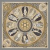 Batic Matase Naturala The Olympian Gods Gri Bej 90x90 cm, Fabricat in Italia - Batic Dama de Lux cu Zei Olimpici