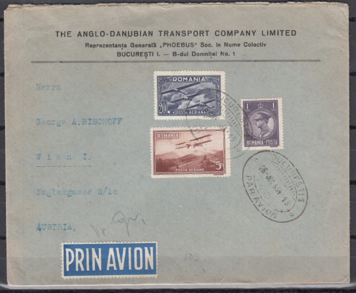 ROMANIA 1931 VEDERI-POSTA AERIANA REGELE CAROL II/PLIC CIRCULAT PRIN AVION 1934