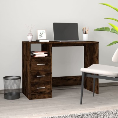 vidaXL Birou cu sertare, stejar afumat, 102x50x76 cm, lemn prelucrat 823037 foto
