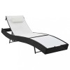 VidaXL Șezlong de plajă cu pernă, negru, poliratan 44718