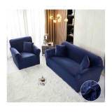 Cumpara ieftin Set Huse Canapea 3 Locuri si 2 Fotolii Catifea, Albastrau Inchis - JO884