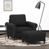 VidaXL Fotoliu canapea cu taburet, negru, 60 cm, catifea