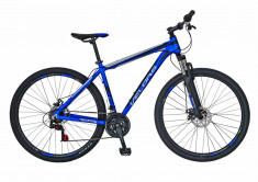 Bicicleta MTB HT 29 FIVE Hunter cadru aluminiu culoare albastru alb foto