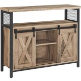 VASAGLE Comoda pentru living sau bucatarie, cu 2 usi glisante, rafturi reglabile, stil rustic, 33x100x80 cm, maro Household NewTrend