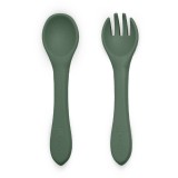 Petite&amp;Mars Take&amp;Match Silicone Cutlery tac&acirc;muri Misty Green 6 m+ 2 buc