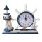 Ceas decorativ, Timona cu far si ancora, Albastru, 26 cm, K919A-1