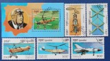 Seria Completă + Coliță Cambodgia 1993 - Istoria Elicopterului, Autogire, Decolare Verticală VTOL, 6v - Ștampilate -A242, Stampilat