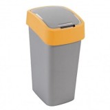 Cos de gunoi Curver FLIP BIN 50L, capac batant, 29.4 x 65.3 x 37.6 cm, gri/galben