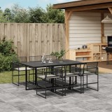 VidaXL Set mobilier de grădină cu perne, 7 piese, negru, poliratan 3295009