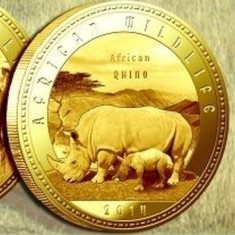 Zambia 1000 Kwacha 2014 UNC Rinocer 40mm auriu