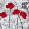 Tablou canvas Trandafiri rosii si argintiu, 45 x 30 cm