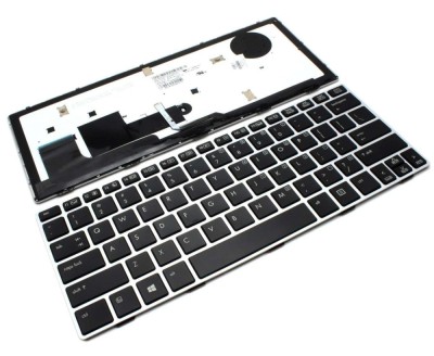 Tastatura HP Neagra 706960-001 cu Rama Gri iluminata backlit, 716747-001 cu Rama Gri iluminata backlit, foto