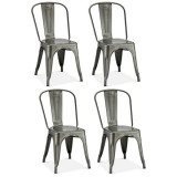 Set of 4 Silver Dining Chairs Korona