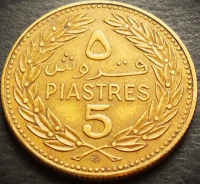 Moneda exotica 5 PIASTRES - LIBAN, anul 1972 * cod 3416 foto