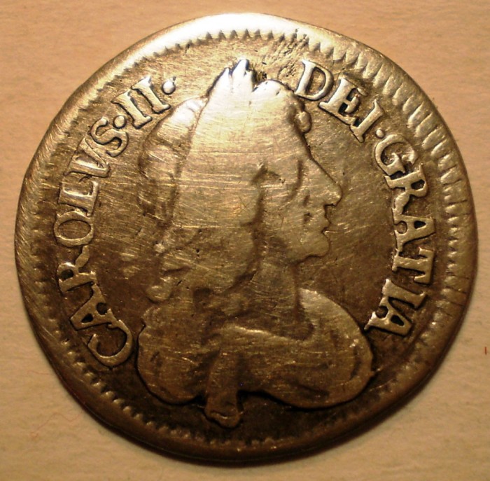G.390 MAREA BRITANIE ANGLIA CHARLES II 3 THREE PENCE 1679 ARGINT