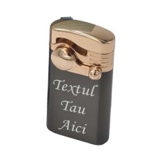 Bricheta metalica cu gaz, antivant, reincarcabila, negru, cutie, personalizata