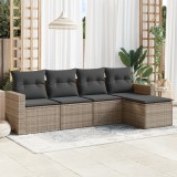 Cumpara ieftin Gossi set canapea de gradina cu perne, 5 piese, gri, poliratan