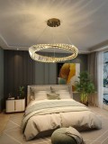 Cumpara ieftin Candelabru LED 80W, 1 cerc diamante, bronz, 40CM, aplicatie telefon, telecomanda, lumina/rece/calda/neutra, intensitate reglabila