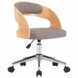 Cumpara ieftin Scaun de masa pivotant gri taupe lemn curbat/material textil