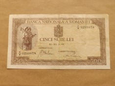 Romania 500 Lei 1.XI.1940 (Filigran BNR vertical) - Seria T/4 0209678