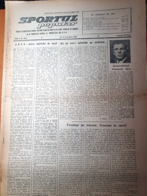 sportul popular 21 octombrie 1954-sah,fotbal,rugby,circuitul ciclist RPR foto