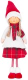 Figurina decorativa de Craciun MagicHome, fetita textila rosu-alb, 90 cm