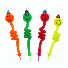 Set 4 lumanari tort, model Smile pe spirale, 12 cm