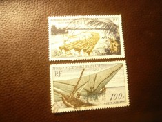 2 Timbre Africa Ecuatoriala Franceza 1955 ,Aviatie, stampilat