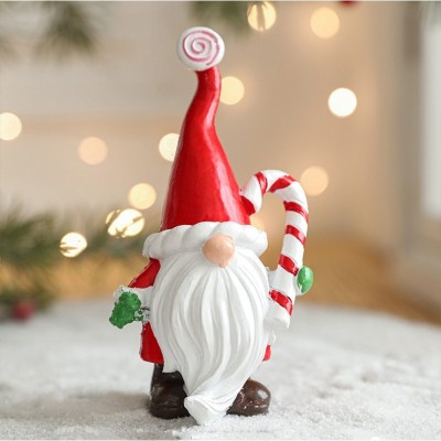 Ornament de Craciun din Rasina pentru Decor, Flippy, Model Spiridus, Decoratiune de Birou pentru Craciun, 14.5 x 7 x 5 cm, Rosu Alb foto