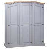 Sifonier gri lemn pin mexican Corona, 3 usi, 150.5x52x170 cm, dormitor/hol