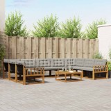 vidaXL Set de canapele de exterior 10 pcs Gri natural și deschis 3369862