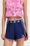 Adidas Performance pantaloni scurți de antrenament Hyperglam culoarea bleumarin, cu imprimeu, high waist, JM0608