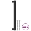 Manere de dulap, 10 buc., negru, 192 mm, otel inoxidabil